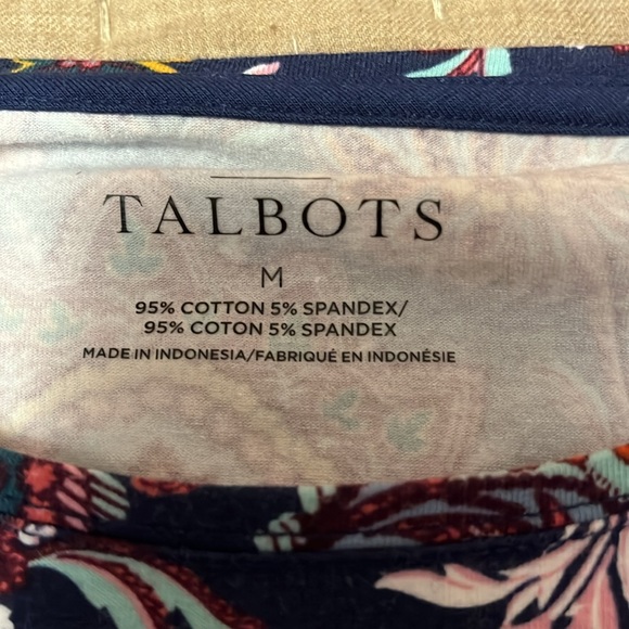 Talbots Navy and Burgundy Paisley Long Sleeve Top - Picture 2 of 2